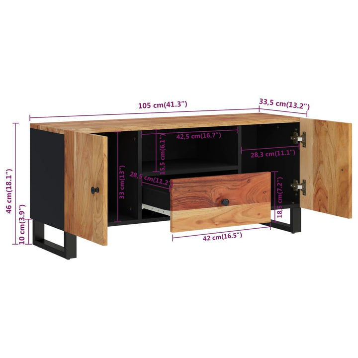 Tv-Schrank 105X33,5X46 Cm Massivholz Akazie & Holzwerkstoff