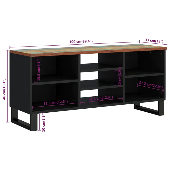 Tv-Schrank 100X33X46 Cm Altholz Massiv & Holzwerkstoff