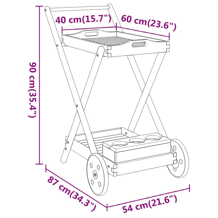 Teewagen 54X87X90 Cm Massivholz Akazie