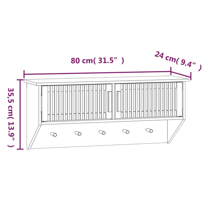 Wandgarderobe Mit Haken 80X24X35,5 Cm Holzwerkstoff