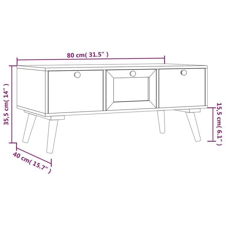 Couchtisch Mit Schubladen 80X40X35,5 Cm Holzwerkstoff