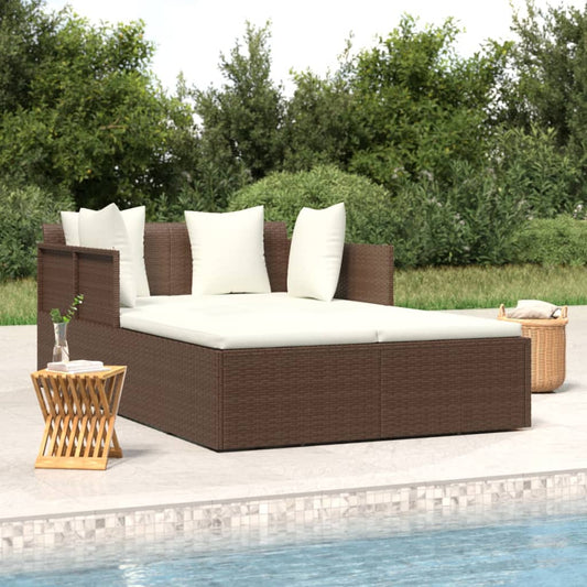 Sonnenliege Mit Kissen 182X118X63 Cm Poly Rattan