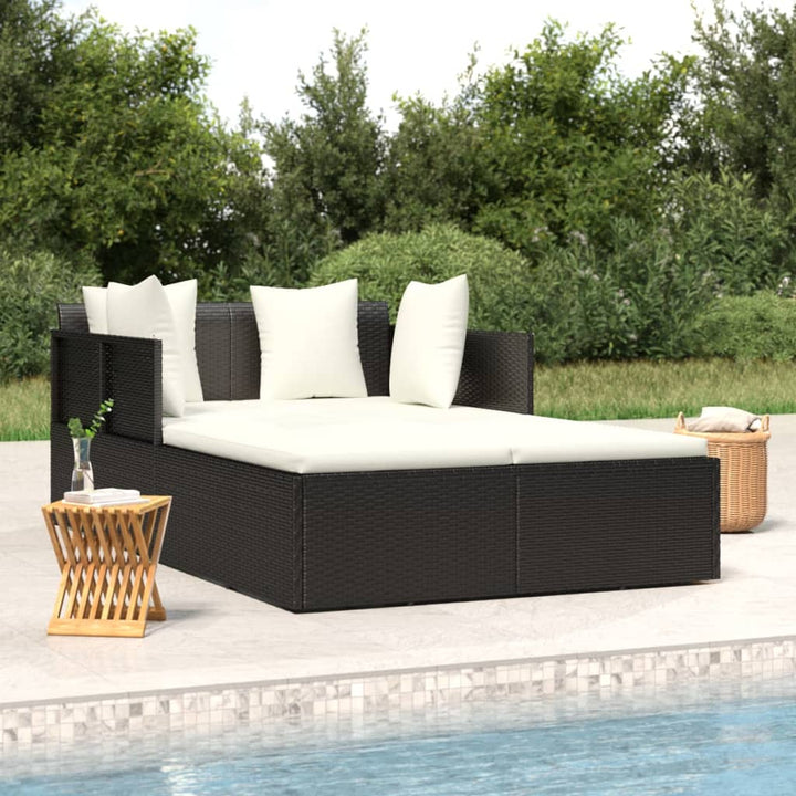 Sonnenliege Mit Kissen 182X118X63 Cm Poly Rattan