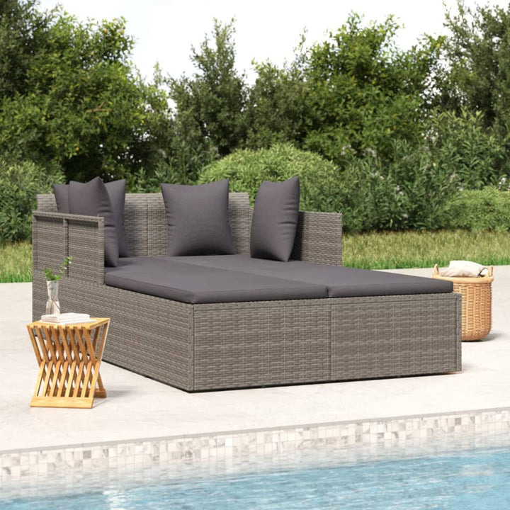 Sonnenliege Mit Kissen 182X118X63 Cm Poly Rattan