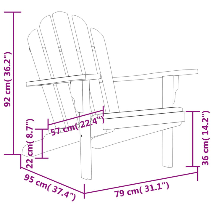 Adirondack-Gartenstühle 2 Stk. 79X95X92 Cm Massivholz Teak