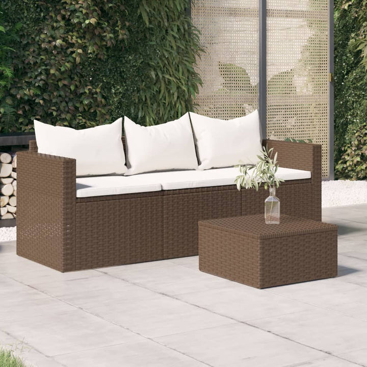 Gartensofa 3-Sitzer Mit Kissen Poly Rattan