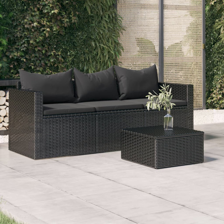 Gartensofa 3-Sitzer Mit Kissen Poly Rattan