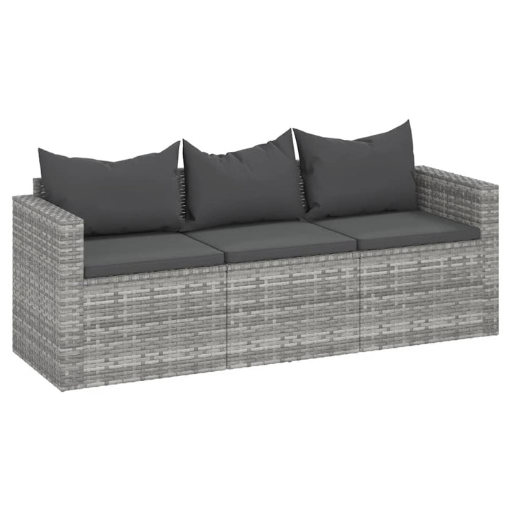 Gartensofa 3-Sitzer Mit Kissen Poly Rattan