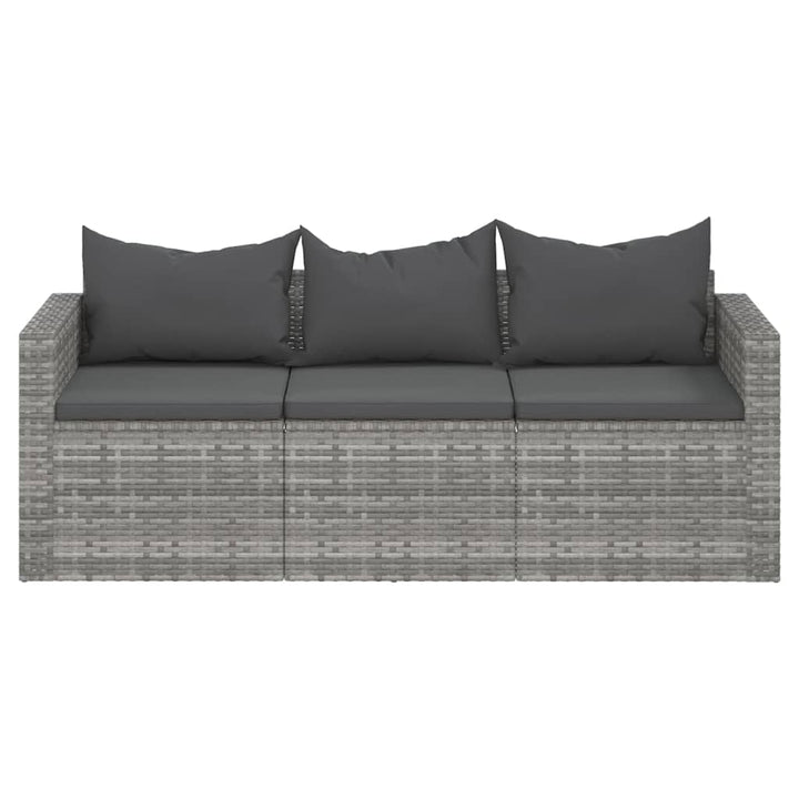 Gartensofa 3-Sitzer Mit Kissen Poly Rattan