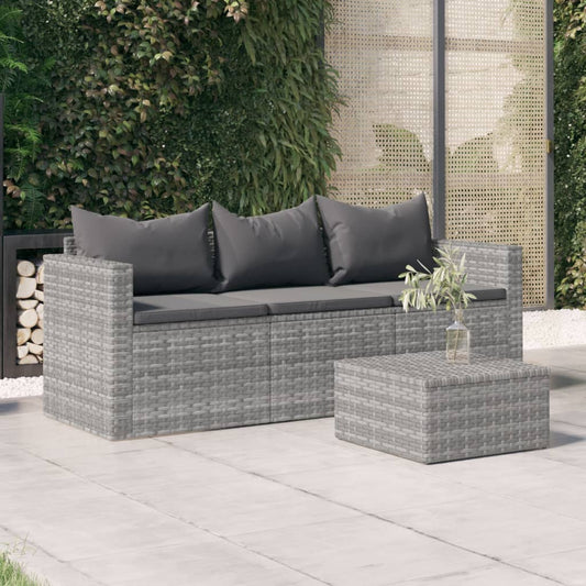 Gartensofa 3-Sitzer Mit Kissen Poly Rattan