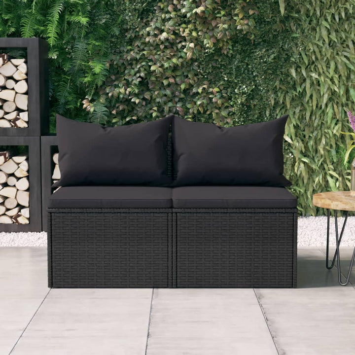 Garten-Mittelsofas Mit Kissen 2 Stk. Poly Rattan