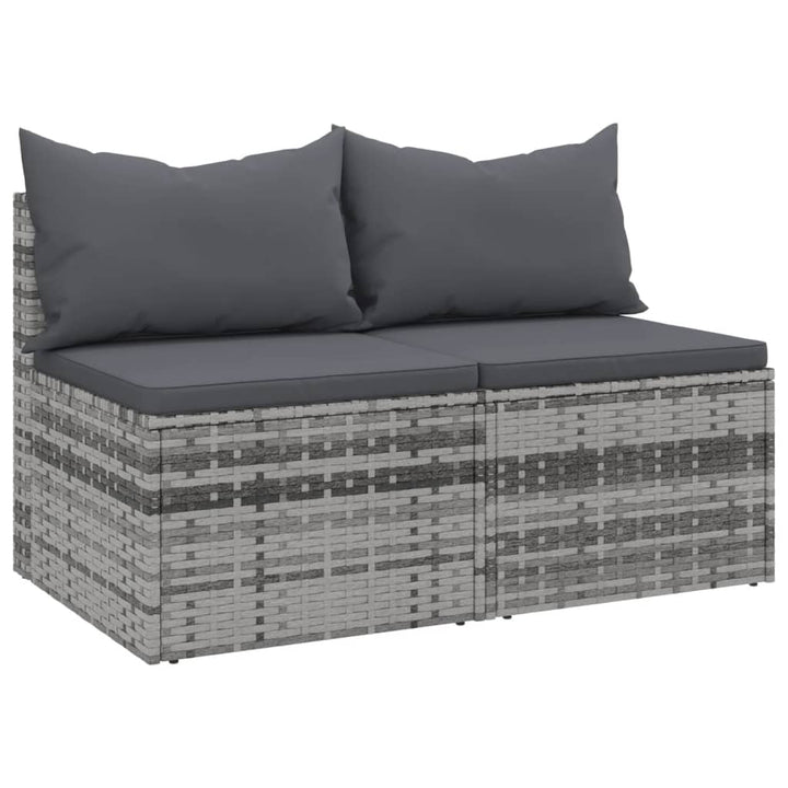 Garten-Mittelsofas Mit Kissen 2 Stk. Poly Rattan