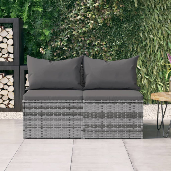 Garten-Mittelsofas Mit Kissen 2 Stk. Poly Rattan