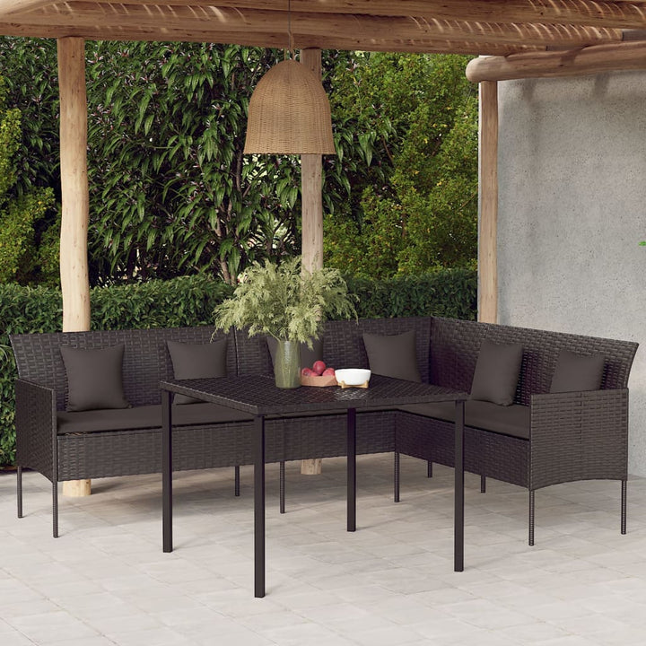 Gartensofa In L-Form Mit Kissen Poly Rattan