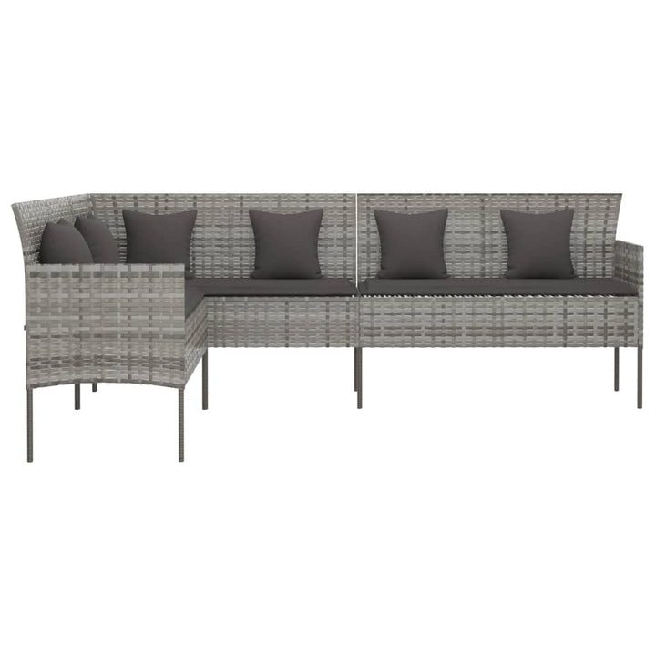 Gartensofa In L-Form Mit Kissen Poly Rattan