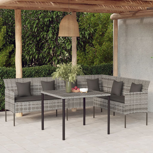 Gartensofa In L-Form Mit Kissen Poly Rattan