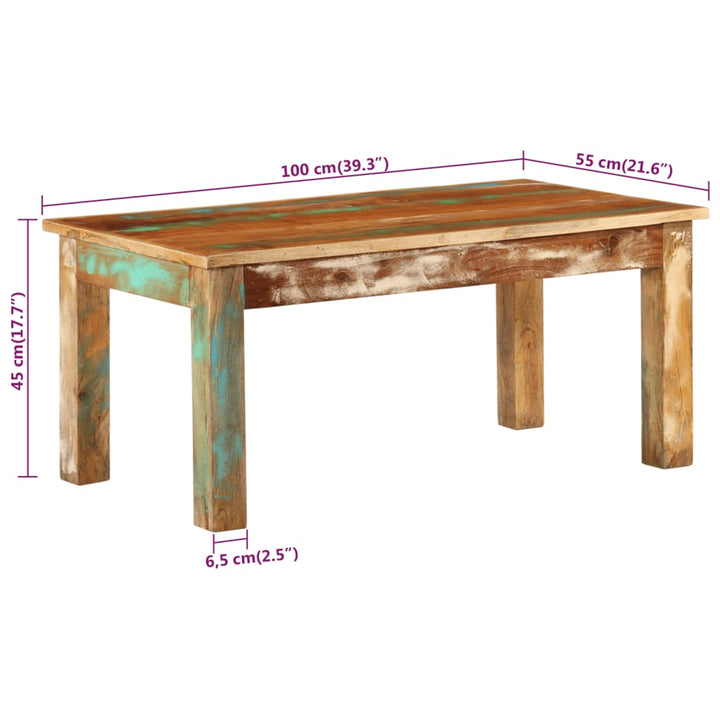 Couchtisch 100X55X45 Cm Altholz Massiv