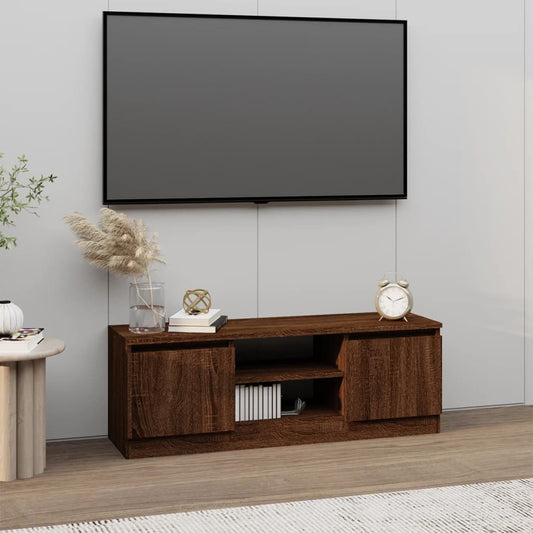 Tv-Schrank Mit Tür Braun Eichen-Optik 102X30X36 Cm