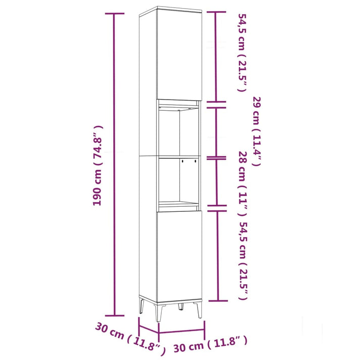 Badschrank 30X30X190 Cm Holzwerkstoff