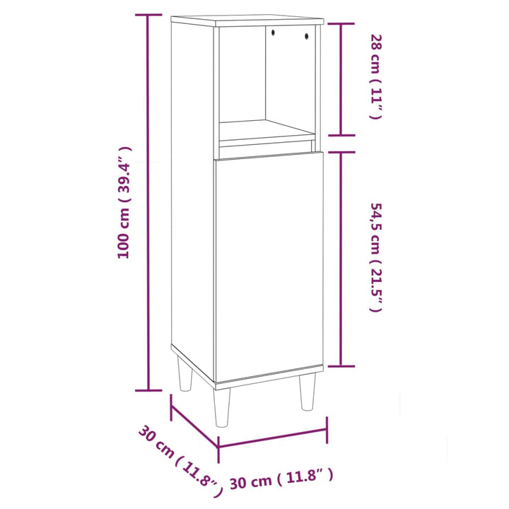 Badschrank 30X30X100 Cm Holzwerkstoff