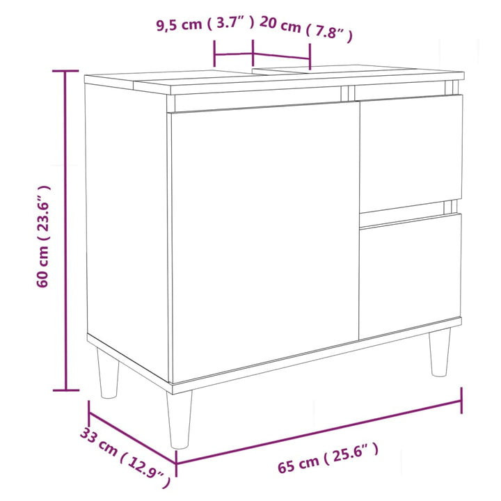 Badschrank 65X33X60 Cm Holzwerkstoff