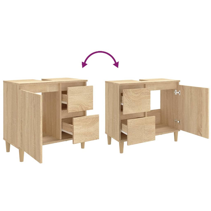 Badschrank Sonoma-Eiche 65X33X60 Cm Holzwerkstoff