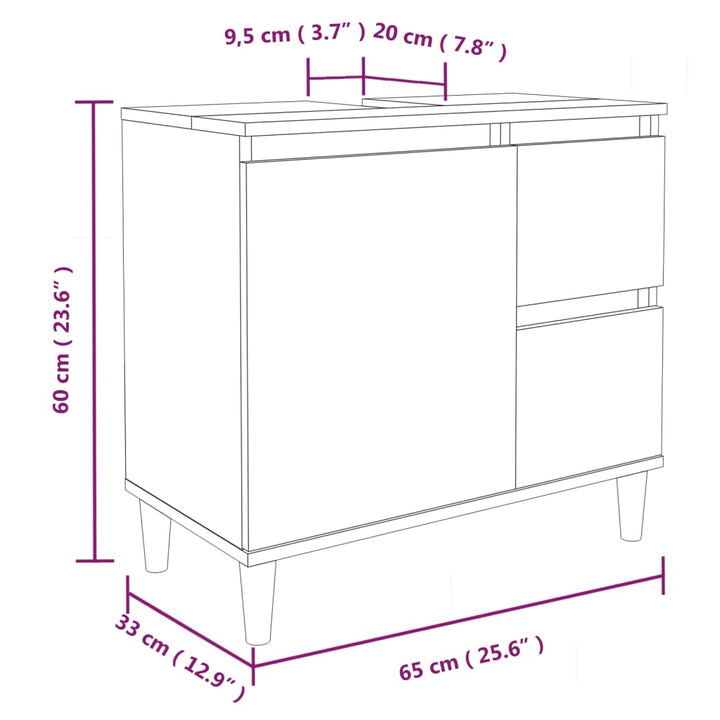 Badschrank Sonoma-Eiche 65X33X60 Cm Holzwerkstoff