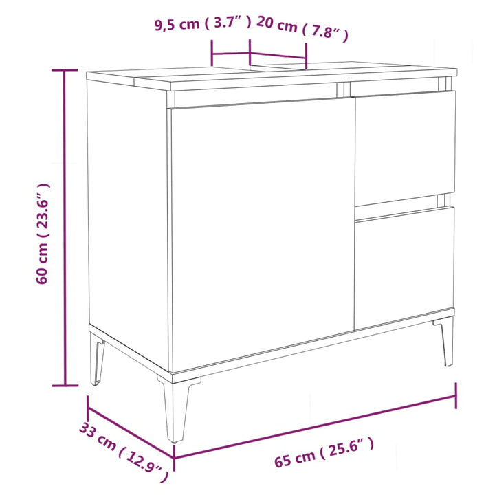 Badschrank Sonoma-Eiche 65X33X60 Cm Holzwerkstoff Sonoma Eiche