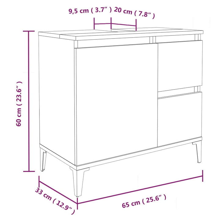 Badschrank 65X33X60 Cm Holzwerkstoff