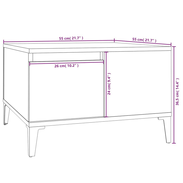 Couchtisch Sonoma-Eiche 55X55X36,5 Cm Holzwerkstoff