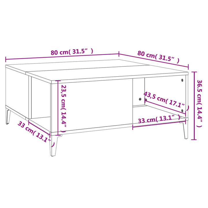 Couchtisch 80X80X36,5 Cm Holzwerkstoff