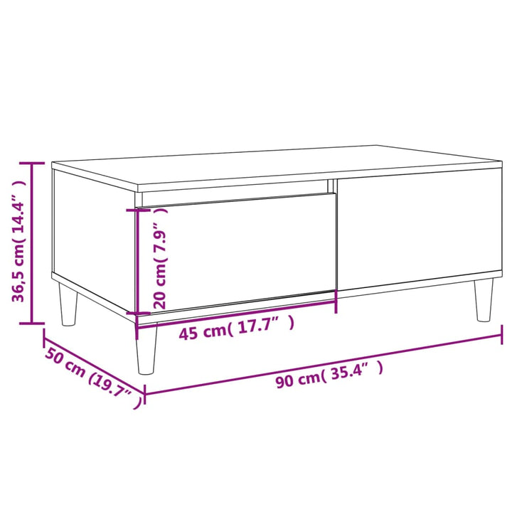 Couchtisch 90X50X36,5 Cm Holzwerkstoff