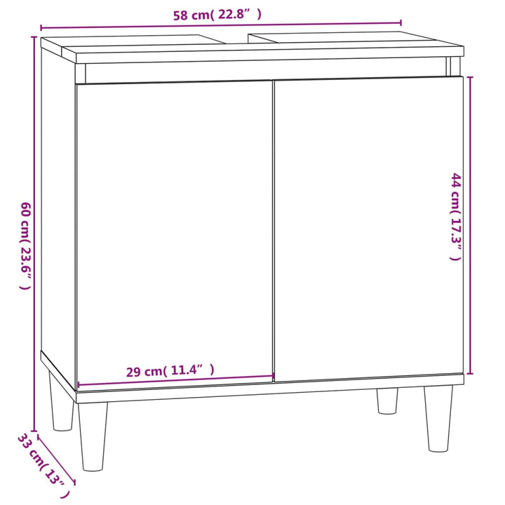 Waschbeckenunterschrank 58X33X60 Cm Holzwerkstoff