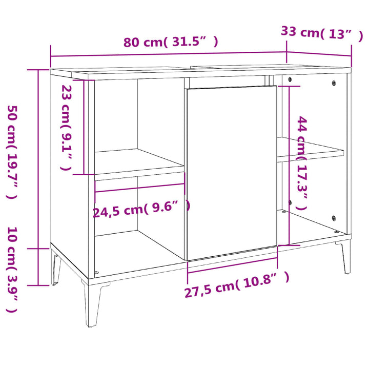 Waschbeckenunterschrank 80X33X60 Cm Holzwerkstoff