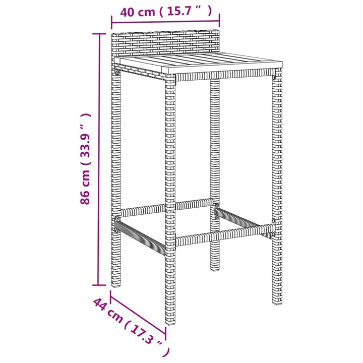 Barhocker 4 Stk. Poly Rattan Und Massivholz Akazie