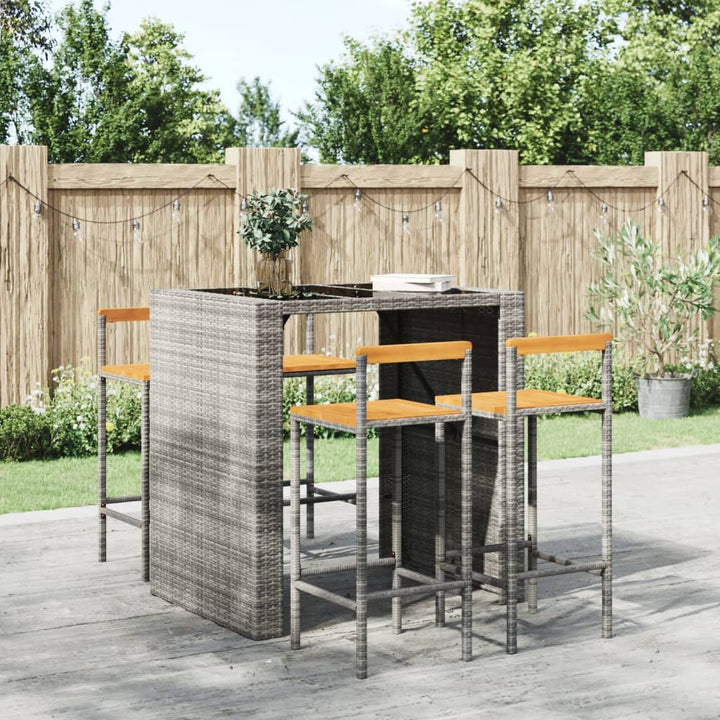 Barhocker 4 Stk. Poly Rattan Und Massivholz Akazie