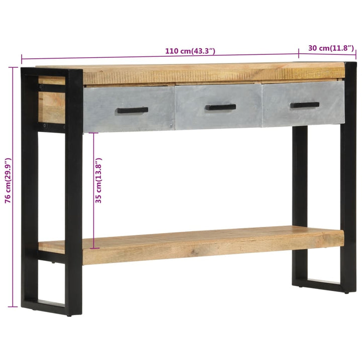 Konsolentisch 110X30X76 Cm Raues Massivholz Mango