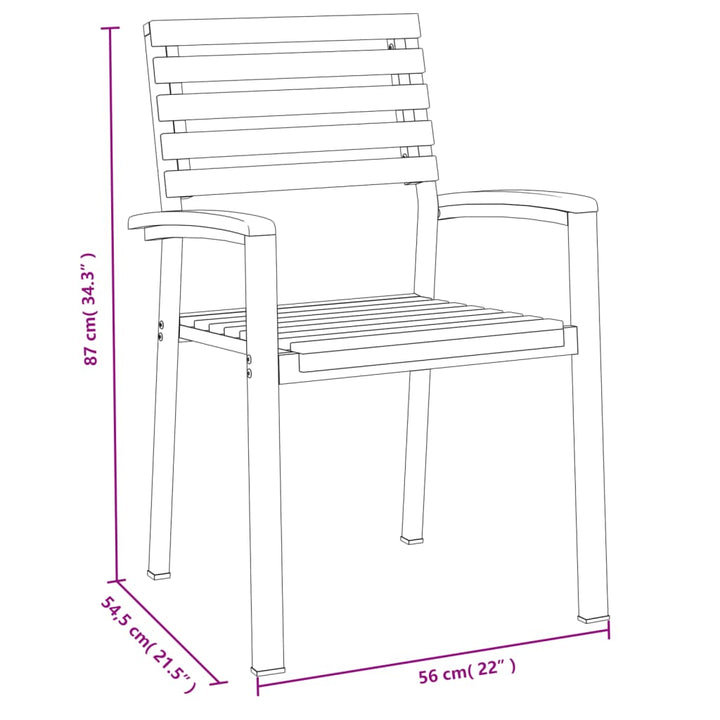 Stapelbare Gartenstühle 2 Stk. Massivholz Akazie Und Metall