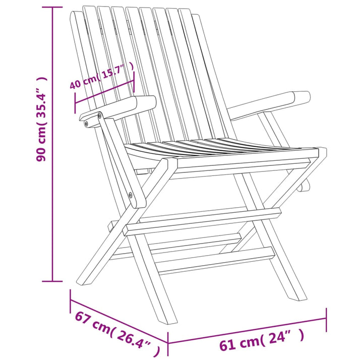 Gartenstühle 2 Stk. Klappbar 61X67X90 Cm Massivholz Teak