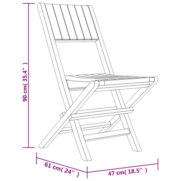 Gartenstühle 2 Stk. Klappbar 47X61X90 Cm Massivholz Teak