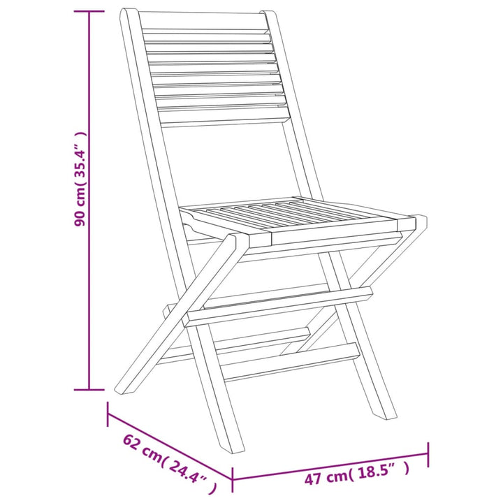 Gartenstühle 2 Stk. Klappbar 47X62X90 Cm Massivholz Teak