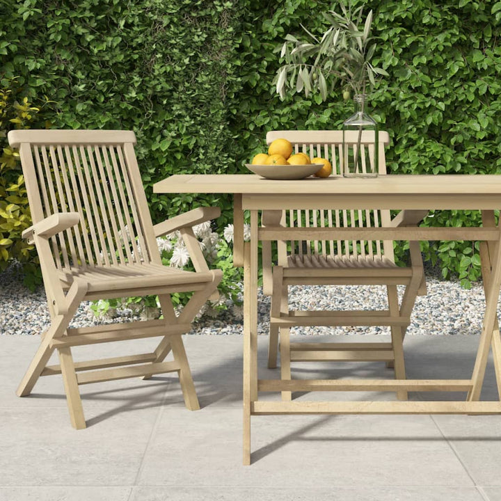 Gartenstühle 6 Stk. Klappbar Grau 56X61X89 Cm Massivholz Teak