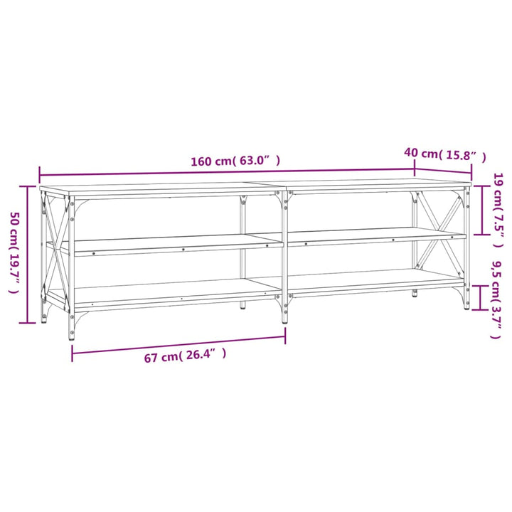 Tv-Schrank Braun Eichen-Optik 160X40X50 Cm Holzwerkstoff