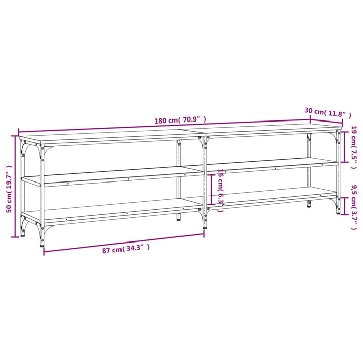 Tv-Schrank 180X30X50 Cm Holzwerkstoff Und Metall