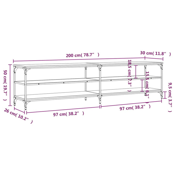 Tv-Schrank 200X30X50 Cm Holzwerkstoff Und Metall