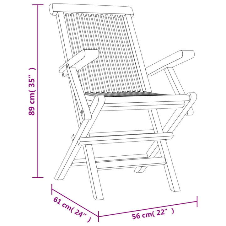 Gartenstühle 6 Stk. Klappbar Grau 56X61X89 Cm Massivholz Teak