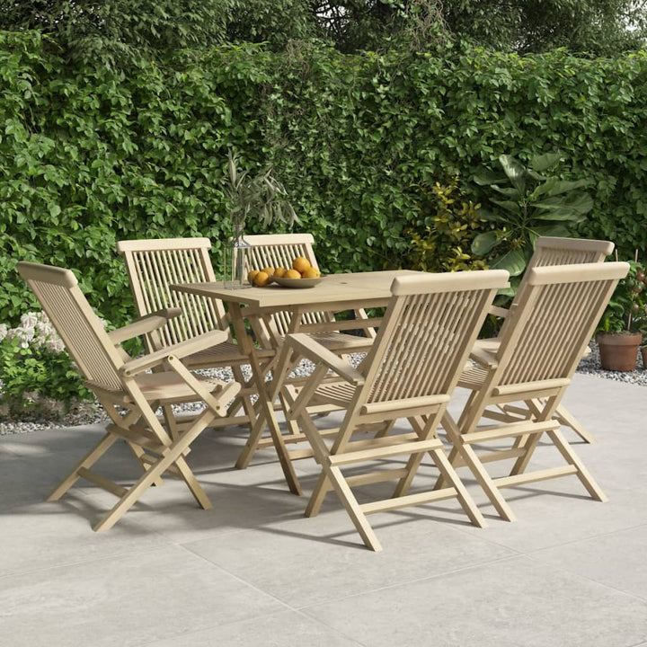 Gartenstühle 6 Stk. Klappbar Grau 56X61X89 Cm Massivholz Teak