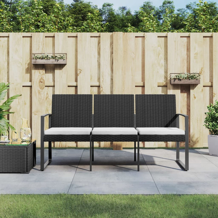 Gartenbank 3-Sitzer Mit Kissen Pp-Rattan