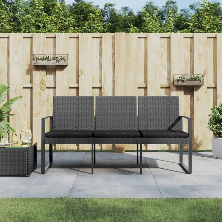 Gartenbank 3-Sitzer Mit Kissen Pp-Rattan