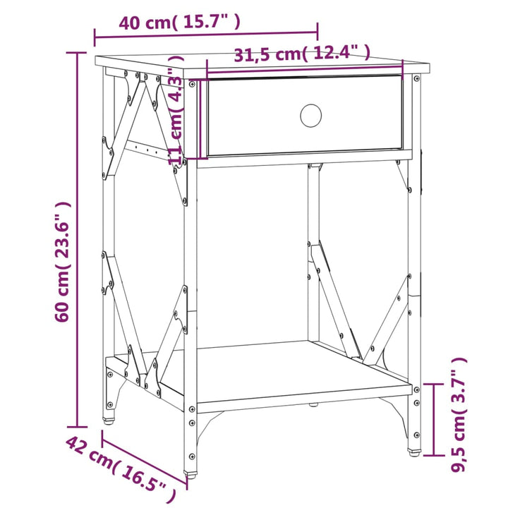 Nachttisch Sonoma-Eiche 40X42X60 Cm Holzwerkstoff